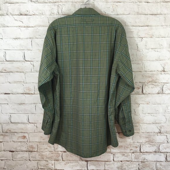 Cabela's Men's L Outfitter Series Green Plaid Long Sleeve Cotton Button Down - Picture 2 of 6
